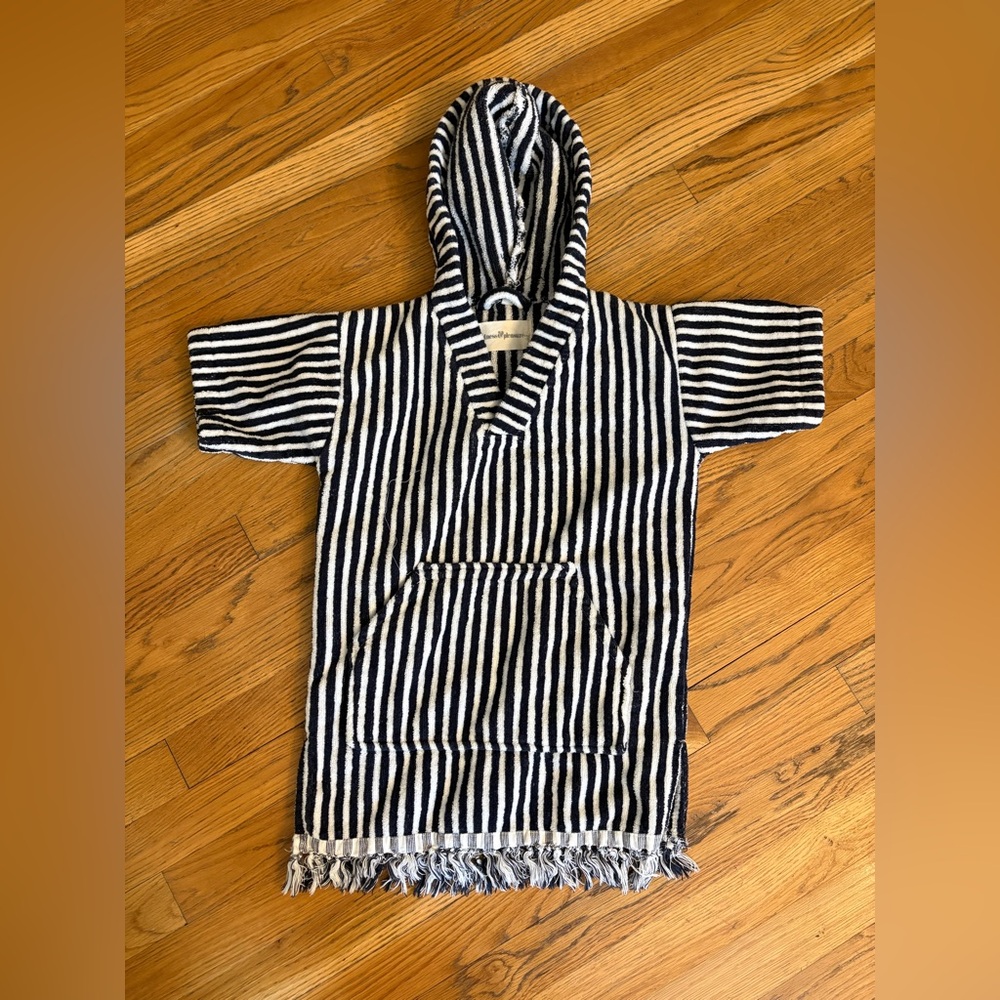 Business & Pleasure Striped Hooded Terrycloth Poncho